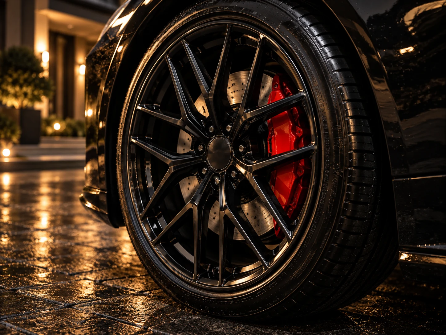 Detailed performance wheel and brake caliper